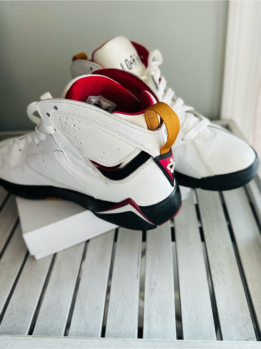 Air Jordan 7 Retro White Maroon Gold Basketball Sneakers - Picture 6 of 11